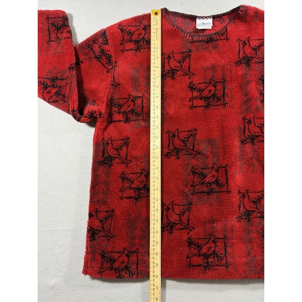 Vtg Artisans Sunschein Designs Cardinal Sweater Birds Red Black Made in USA - Picture 3 of 7